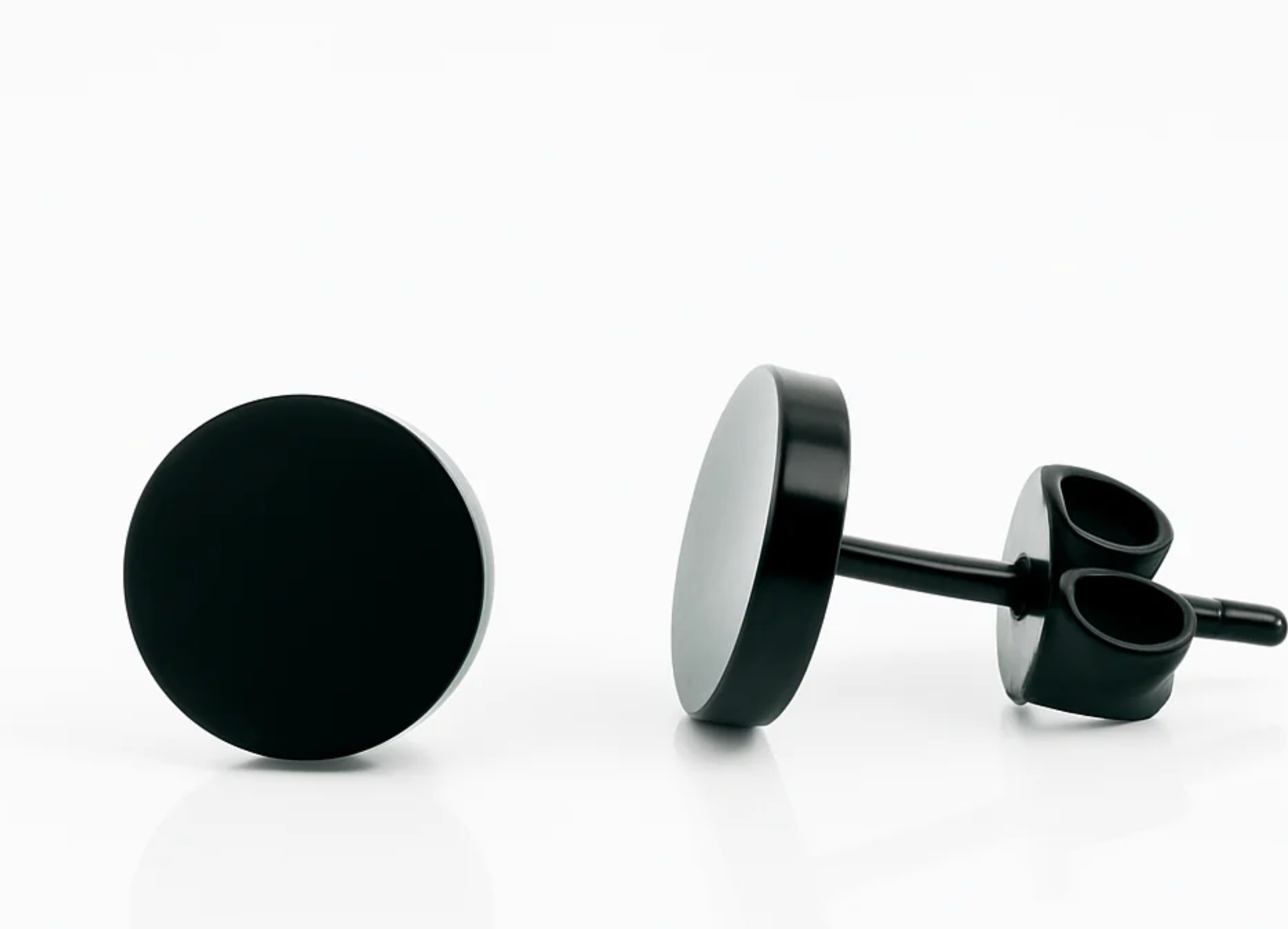 Black Rhodium Plated Stud Earrings, 6mm Round, Hypoallergenic