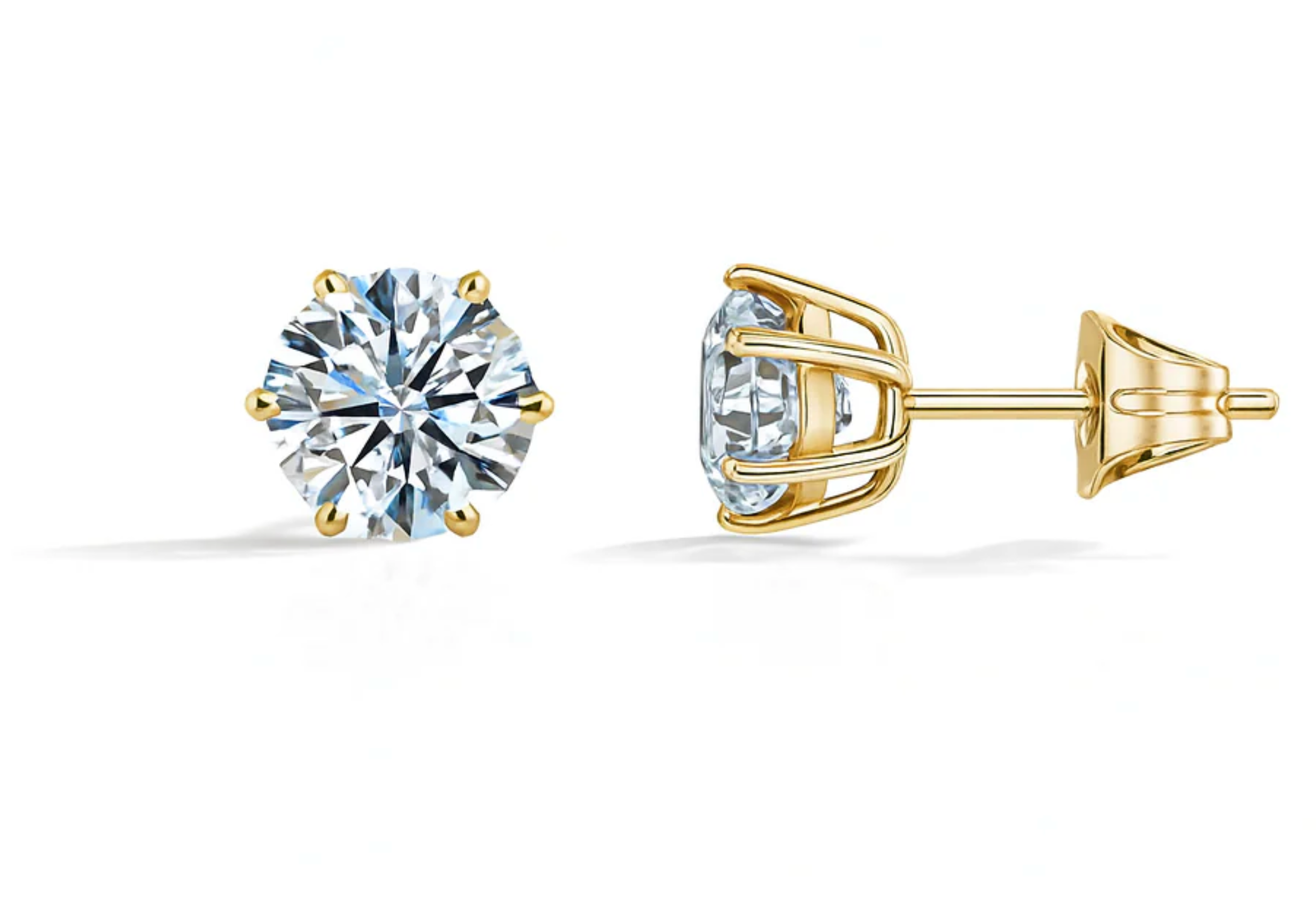 6mm Cubic Zirconia Stud Earrings – Gold Plated