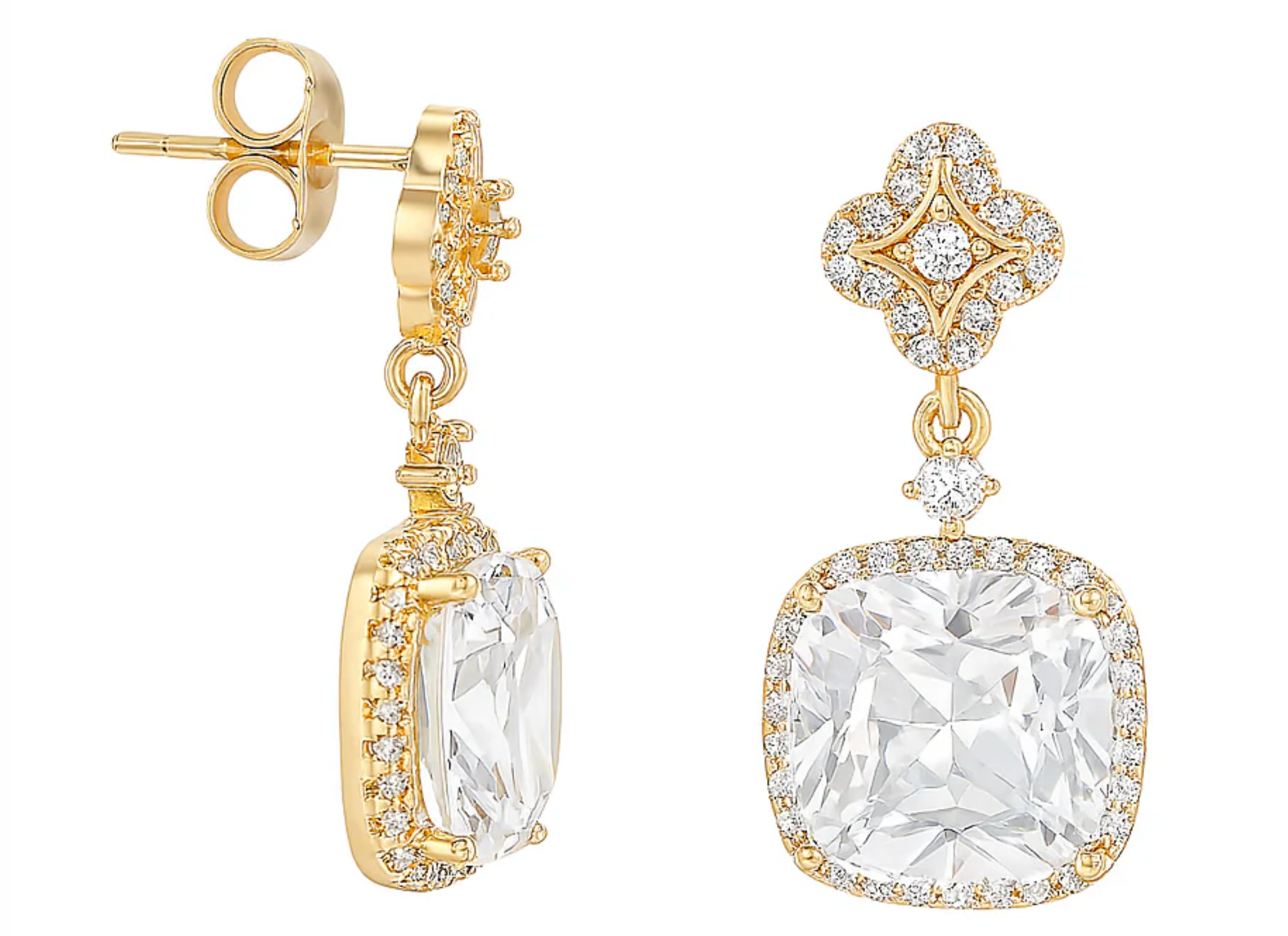 Wedding & Prom Cubic Zirconia Drop Earrings – Gold Plated