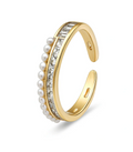 Gold Plated Pearl Band Ring – Adjustable Size 7–8
