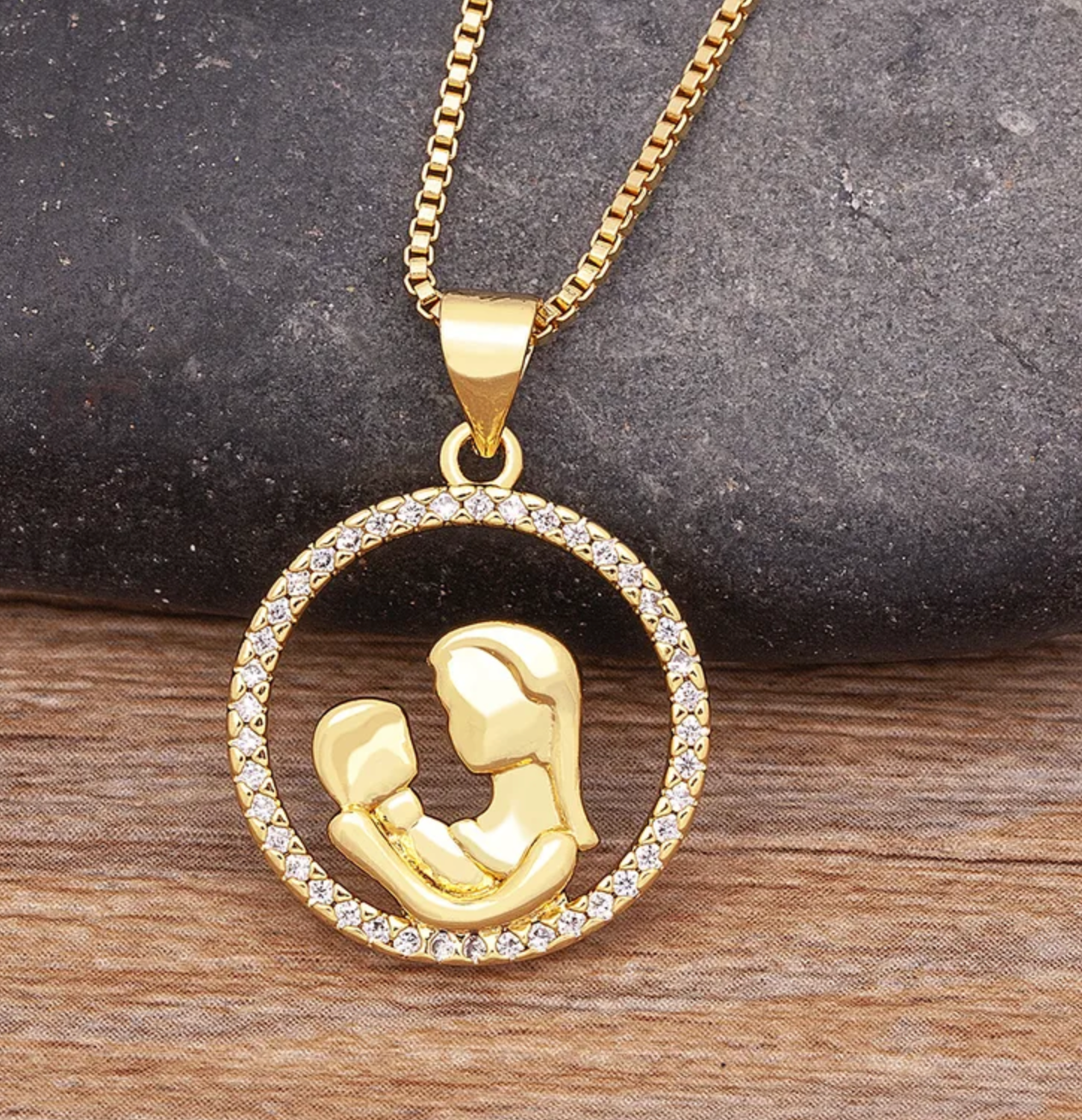 Gold Plated Mom  Pendant Necklace