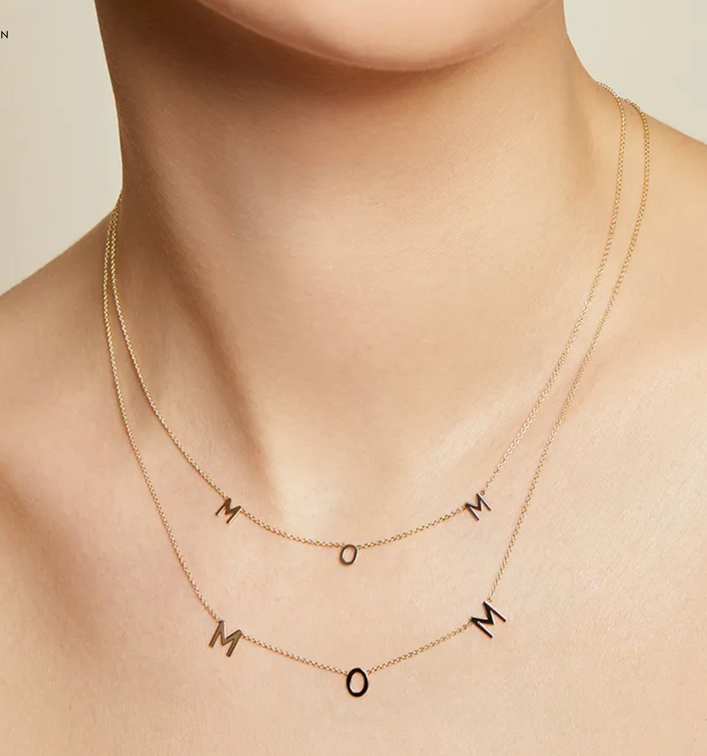 1 Piece 925 Sterling Silver Letter Zircon Mother'S Day Cable Chain Necklace Rose Gold