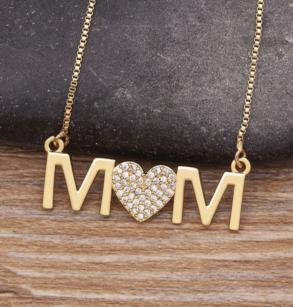 Gold Plated Copper Mom Necklace