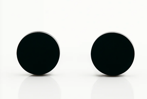 Black Rhodium Plated Stud Earrings, 6mm Round, Hypoallergenic