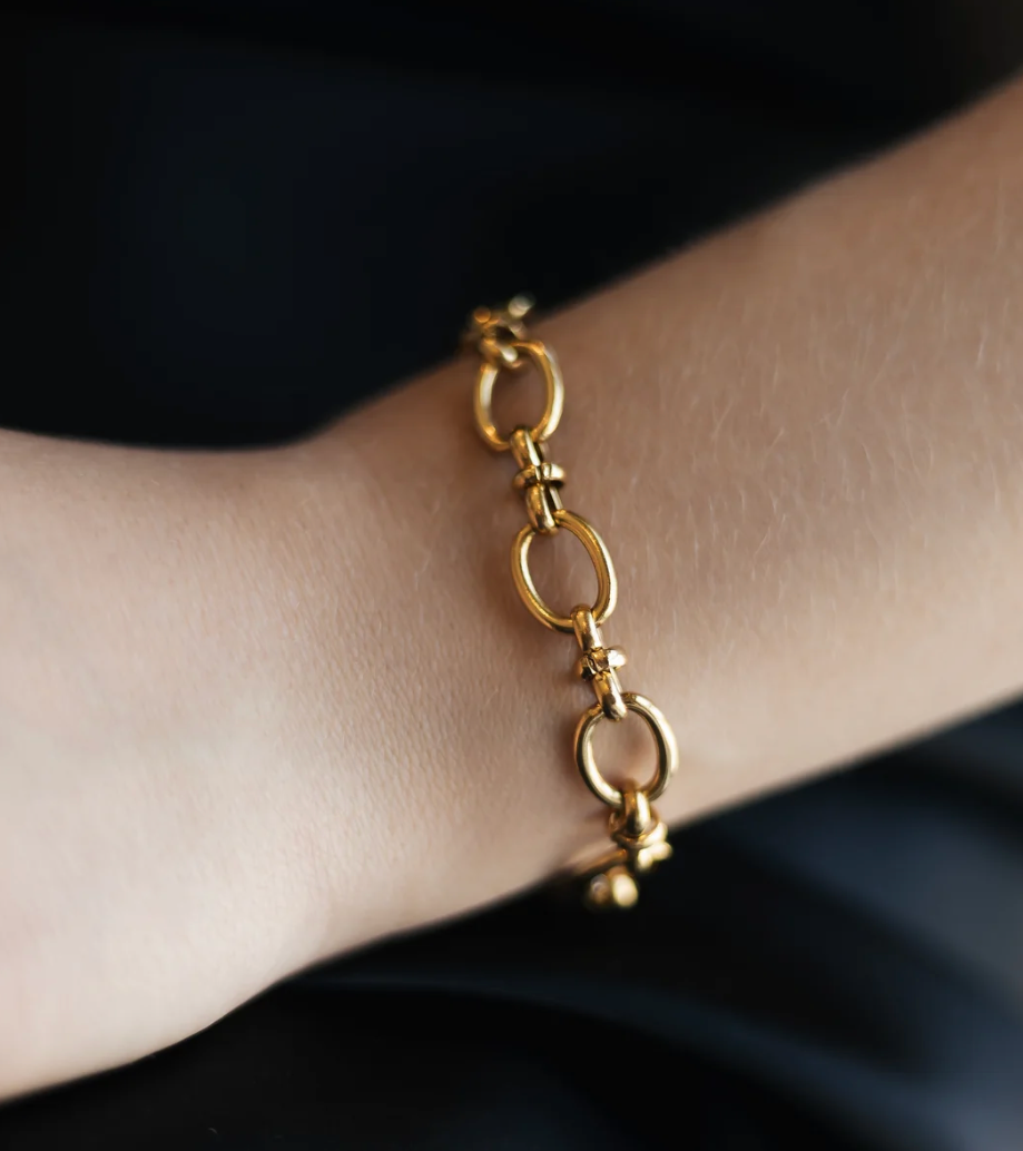 Gold Plated Stainless Steel Knot Link Bracelet, 16+5 cm