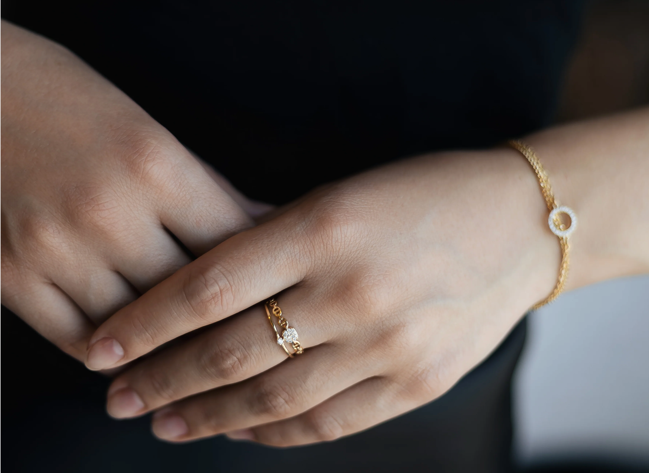 CZ Circle Charm Bracelet – Gold Plated or Rhodium, 16+5 cm