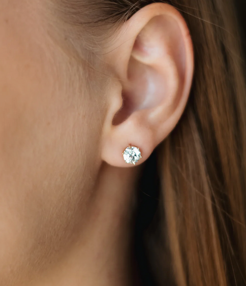 6mm Cubic Zirconia Stud Earrings – Gold Plated