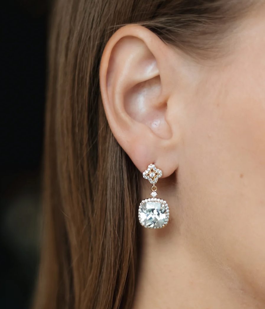 Wedding & Prom Cubic Zirconia Drop Earrings – Gold Plated