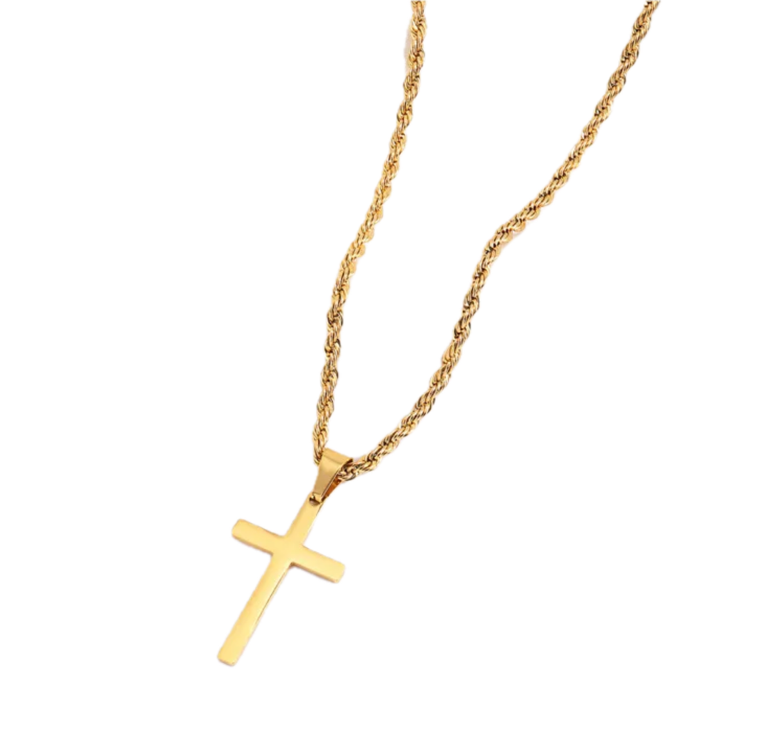 Basic Simple Style Classic Style Cross 304 Stainless Steel 18K Gold Plated Men's Pendant Necklace