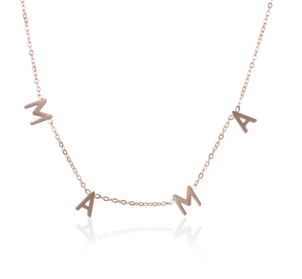 1 Piece 925 Sterling Silver Letter Zircon Mother'S Day Cable Chain Necklace Rose Gold