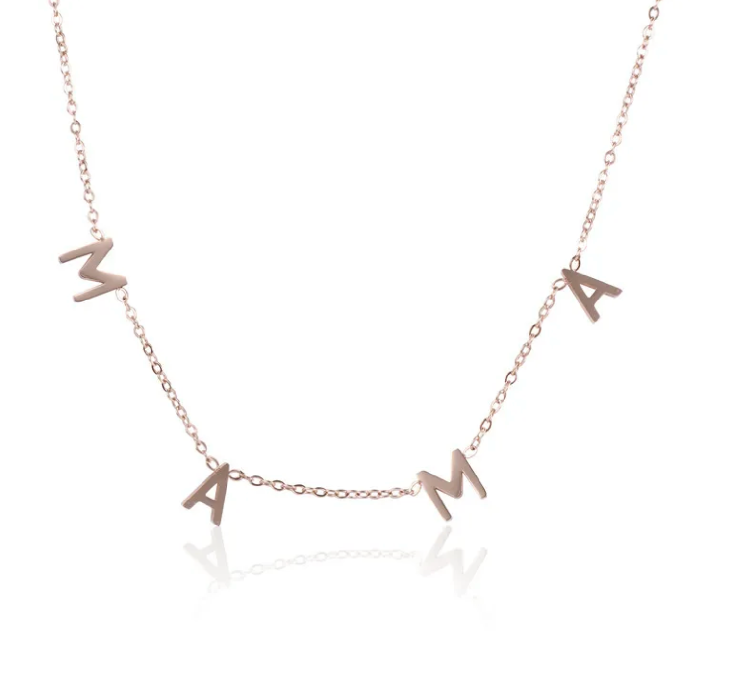 1 Piece 925 Sterling Silver Letter Zircon Mother'S Day Cable Chain Necklace Rose Gold