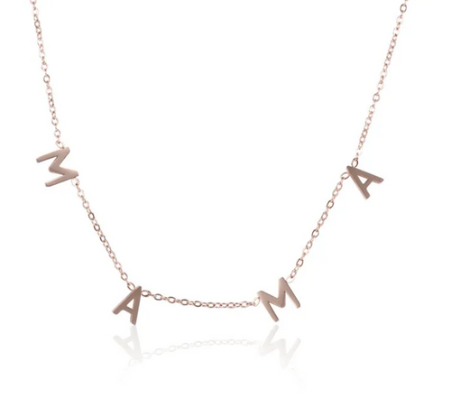 1 Piece 925 Sterling Silver Letter Zircon Mother'S Day Cable Chain Necklace Rose Gold