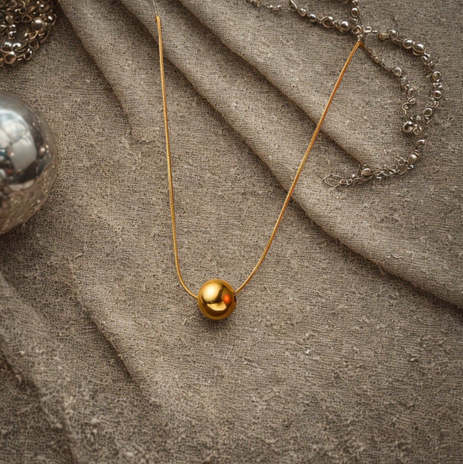 Women’s Round Snake Bone Chain Necklace – Titanium Steel, Summer Lockbone Style